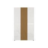 Armadio Multiuso Grande Bianco Lucido Marrone Rovere Cassetti 20 Ripiani 120x200h cm, 5 Ante - Palasio