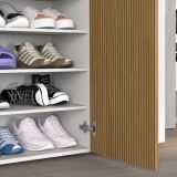 Armadio Multiuso Grande Bianco Lucido Marrone Rovere Cassetti 20 Ripiani 120x200h cm, 5 Ante - Palasio