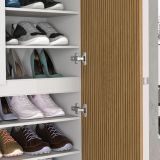 Armadio Multiuso Grande Bianco Lucido Marrone Rovere Cassetti 20 Ripiani 120x200h cm, 5 Ante - Palasio