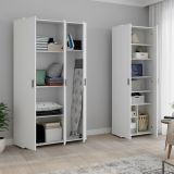 Armadio Multiuso Grande Bianco Modulabile 10 Ripiani 177x190h cm, 5 Ante - Brumano