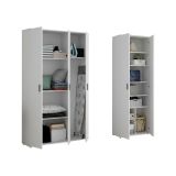 Armadio Multiuso Grande Bianco Modulabile 10 Ripiani 177x190h cm, 5 Ante - Brumano