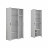 Armadio Multiuso Grande Bianco Modulabile 10 Ripiani 177x190h cm, 5 Ante - Brumano