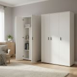 Armadio Multiuso Grande Bianco Modulabile 7 Ripiani 194x190h cm, 5 Ante - Velate