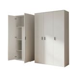Armadio Multiuso Grande Bianco Modulabile 7 Ripiani 194x190h cm, 5 Ante - Velate