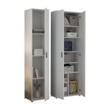 Armadio Multiuso Grande Bianco Modulabile 9 Ripiani 100x190h cm, 3 Ante - Casciano