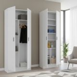 Armadio Multiuso Grande Bianco Modulabile 9 Ripiani 132x180h cm, 4 Ante - Dairago