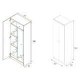 Armadio Multiuso Grande Bianco Modulabile 9 Ripiani 132x180h cm, 4 Ante - Dairago