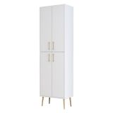 Armadio Multiuso Grande Bianco oro 6 Ripiani 4 Ante 60x202h cm, 6 Vani - Laino