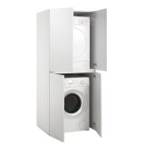 Armadio Multiuso Grande Bianco un Ripiano Apertura Battente 70x195h cm, Porta Lavatrice e Asciugatrice Made in Italy - Flagler
