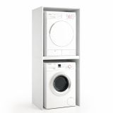 Armadio Multiuso Grande Bianco un Ripiano Apertura Battente 70x195h cm, Porta Lavatrice e Asciugatrice Made in Italy - Flagler