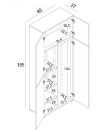 Armadio multiuso grande Camelia, Mobile multiuso a 4 ante, Armadietto porta scarpe, Guardaroba salvaspazio, 100% Made in Italy, 80x37h195 cm, Bianco