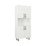 Armadio multiuso grande Celaeno, Mobile multifunzionale, Armadietto porta scarpe, Guardaroba porta scope, 60x30h140 cm, Bianco