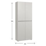 Armadio Multiuso Grande Grigio Chiaro 7 Ripiani Apertura Battente 80x195h cm, Gola per Apertura Ante Made in Italy - Arro