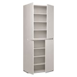 Armadio Multiuso Grande Grigio Chiaro 7 Ripiani Apertura Battente 80x195h cm, Gola per Apertura Ante Made in Italy - Arro