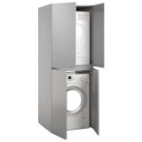 Armadio Multiuso Grande Grigio un Ripiano Apertura Battente 70x195h cm, Porta Lavatrice e Asciugatrice Made in Italy - Flagler