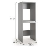 Armadio Multiuso Grande Grigio un Ripiano Apertura Battente 70x195h cm, Porta Lavatrice e Asciugatrice Made in Italy - Flagler