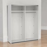 Armadio multiuso grande Janelle, Mobile multifunzionale, Mobiletto scarpiera, Guardaroba porta scarpe, 62x179 h220 cm, Bianco