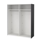 Armadio multiuso grande Janelle, Mobile multifunzionale, Mobiletto scarpiera, Guardaroba porta scarpe, 62x179 h220 cm, Grigio