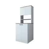 Armadio multiuso grande Lyrastra, Mobile multifunzionale, Armadietto porta scarpe, Guardaroba porta scope, 70x73h184 cm, Bianco e Noce