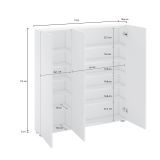 Armadio multiuso grande Madibeng, Mobile multifunzionale, Mobiletto scarpiera, Guardaroba porta scarpe, Made in Italy, 110x19h115 cm, Bianco lucido