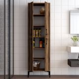 Armadio Multiuso Grande Marrone Noce 6 Ripiani 4 Ante 60x200h cm, 6 Vani - Laino