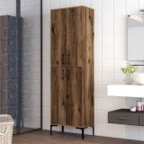 Armadio Multiuso Grande Marrone Noce 6 Ripiani 4 Ante 60x200h cm, 6 Vani - Laino