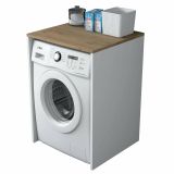 Armadio Multiuso Grande Marrone Noce Bianco un Ripiano Vano per Lavatrice 65x92h cm, un Vano - Boris