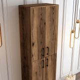 Armadio Multiuso Grande Marrone Rovere 6 Ripiani 4 Ante 60x200h cm, 6 Vani - Laino