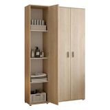 Armadio Multiuso Grande Marrone Rovere 9 Ripiani Modulabile 100x190h cm, 3 Ante - Casciano
