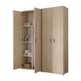 Armadio Multiuso Grande Marrone Rovere Modulabile 9 Ripiani 139x190h cm, 4 Ante - Veruno