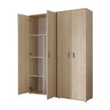 Armadio Multiuso Grande Marrone Rovere Modulabile 9 Ripiani 139x190h cm, 4 Ante - Veruno