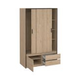 Armadio multiuso grande Melina, Mobile multifunzionale, Mobiletto scarpiera, Guardaroba porta scarpe, 60x121 h200 cm, Rovere