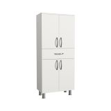 Armadio multiuso grande Seturnes, Mobile multifunzionale, Mobiletto scarpiera, Guardaroba porta scarpe, 59x32 h140 cm, Bianco