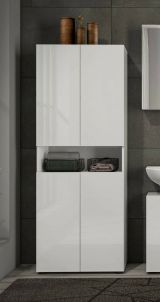 Armadio multiuso grande Westonaria, Mobile multifunzionale, Mobiletto scarpiera, Guardaroba porta scarpe, Made in Italy, 68x34h180 cm, Bianco lucido