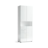 Armadio multiuso grande Westonaria, Mobile multifunzionale, Mobiletto scarpiera, Guardaroba porta scarpe, Made in Italy, 68x34h180 cm, Bianco lucido