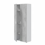 Armadio multiuso Irvine, Mobile ausiliario a 2 ante, Guardaroba portascope a 2 ante e 3 ripiani, 80x37h182 cm, Cemento e Bianco