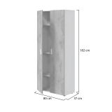 Armadio multiuso Irvine, Mobile ausiliario a 2 ante, Guardaroba portascope a 2 ante e 3 ripiani, 80x37h182 cm, Cemento e Bianco