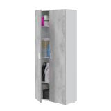 Armadio multiuso Irvine, Mobile ausiliario a 2 ante, Guardaroba portascope a 2 ante e 3 ripiani, 80x37h182 cm, Cemento e Bianco
