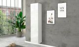 Armadio multiuso Marco, Portascarpe con 1 anta e 4 ripiani, Mobile multifunzione, 100% Made in Italy, cm 40x30h180, Bianco lucido