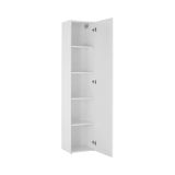 Armadio multiuso Marco, Portascarpe con 1 anta e 4 ripiani, Mobile multifunzione, 100% Made in Italy, cm 40x30h180, Bianco lucido