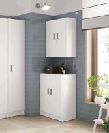 Armadio multiuso Memphis, Mobile ausiliario basso a 2 ante, Portascarpe a 1 ripiano, Armadietto multifunzione, 59x37h80 cm, Bianco