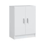 Armadio multiuso Memphis, Mobile ausiliario basso a 2 ante, Portascarpe a 1 ripiano, Armadietto multifunzione, 59x37h80 cm, Bianco