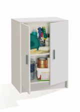 Armadio multiuso Memphis, Mobile ausiliario basso a 2 ante, Portascarpe a 1 ripiano, Armadietto multifunzione, 59x37h80 cm, Bianco