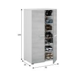 Armadio multiuso Norwalk, Armadio portascarpe a 2 ante, Mobile basso con 6 ripiani, Scarpiera bassa moderna, 55x36h103 cm, Bianco e Cemento