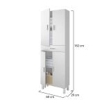Armadio multiuso Oxnard, Mobile per bagno o lavanderia a 4 ante e 1 cassetto, Armadio multiuso portascarpe, 60x29h182 cm, Bianco lucido
