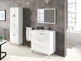 Armadio multiuso Oxnard, Mobile per bagno o lavanderia a 4 ante e 1 cassetto, Armadio multiuso portascarpe, 60x29h182 cm, Bianco lucido