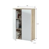 Armadio multiuso Plano, Mobile multiuso a 2 ante, Armadio portascarpe con 3 ripiani, Scarpiera moderna, 80x33h119 cm, Rovere e Bianco