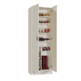 Armadio multiuso Portsmouth, Mobile ausiliario a 2 ante, Guardaroba portascarpe moderno, Scarpiera verticale, 59x37h180 cm, Bianco