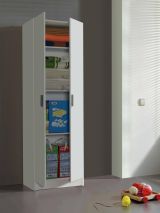 Armadio multiuso Salem, Mobile ausiliario a 2 ante, Portascarpe con 3 ripiani, Scarpiera alta moderna, 59x37h180 cm, Bianco