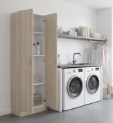 Armadio multiuso Salem, Mobile ausiliario a 2 ante, Portascarpe con 3 ripiani, Scarpiera alta moderna, 59x37h180 cm, Rovere